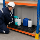 Polyethylene Spill Tray for Small Containers, 20 L Capacity, 995 x 395 x 90 mm, for Hazmat Racking