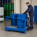 Steel Hazardous Material Station for 2 x 200 Litre Drums, 240 Litre Containment, Open Design, with Removable Galvanised Grid, for Safe Storage of Flammable Liquids