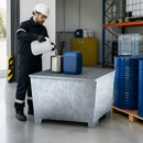 2mm Steel Spill Pallet for 1 x 1000 Litre IBCs, 1120 Litre Containment, with Galvanised Grid, for Safe Storage of Hazardous Materials