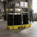 Premium Heavy Duty Inline Spill Pallet for 4 x 205 Litre Drums with 250 Litre Sump Capacity and Removable Grid | COSHH | UK