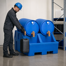 Blue Polyethylene Dispensing Station for 2 x 205 Litre Drums, 415 Litre Containment, 800 Kg Load Capacity, for Safe Chemical Storage