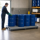 Steel Spill Pallet for 8 Drums with Removable Grid for Safe Storage