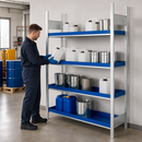 Steel Hazmat Small Container Rack with 4 Spill Trays, 1312 x 637 x 2000 mm, for Safe Liquid Storage