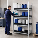 Polyethylene Extension Unit Hazmat Small Container Rack with 4 PE Spill Trays, 1012 x 437 x 2000 mm, 1000 kg Bay Load, for Safe Chemical Storage (Flat Packed)