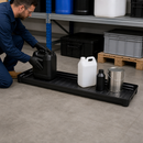 33 Litre Electrically Conductive Polyethylene Spill Pallet, 1265 x 395 x 90 mm, for Chemical Storage