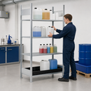 Galvanised Steel Hazmat Small Container Rack with PE Spill Tray, 1060 x 437 x 2000 mm, for Safe Chemical Storage (Basic Unit)