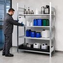 Polyethylene Hazmat Small Container Rack with PE Spill Tray, 1360 x 437 x 2000 mm, 1000 kg Bay Load, Ideal for Hazardous Chemical Storage