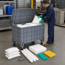 Polyethylene Emergency Spill Kit with Castors for Oil Spills, 170L Absorption Capacity, Includes Mats, Socks, Cushions, Gloves & More, for Hazardous Material Management (Pack of 250)