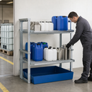 Steel Spill Pallet Rack for Small Containers, 265L Containment, 1400kg Load Capacity, 1429 x 1210 x 1637 mm, for Hazardous Material Storage