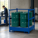 Steel Hazmat Station for 4 x 200 Litre Drums, 465 Litre Containment, Stackable, with Galvanised Grid, for Safe Storage of Flammable Liquids