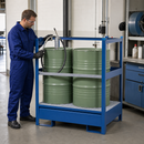Steel Hazardous Material Station for 2 x 200 Litre Drums, 240 Litre Containment, Stackable, with Removable Galvanised Grid (P2-R)