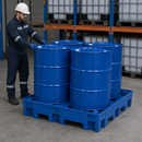 Polyethylene Spill Pallet for 4 x 200 Litre Drums, 295 Litre Containment, 950 kg Load Capacity, 1235 x 1235 x 275 mm, for Industrial Storage