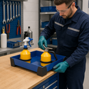 Powder Coated Steel Spill Tray for Small Containers, 10 L Capacity, 500 x 400 x 95 mm, for Workplace Use