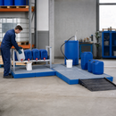 Polyethylene Spillage Decking with Galvanised Grid, 790 x 1500 x 150 mm, 148 L Containment Volume, for Safe Storage of Hazardous Substances (Classic-Line)