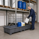Polyethylene Spill Tray for 2700mm Shelves, 1100L Containment, 2680 x 1315 x 490mm, for Hazardous Material Storage