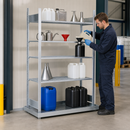 Galvanised Steel Spill Pallet Rack with 4 Grids, 1456 x 526 x 2000 mm, for Storing Flammable Liquids