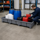 Polyethylene Spill Tray for Racks with 2700mm Shelf Width, 600L Containment, 2680 x 1315 x 315mm, for Hazardous Chemical Storage