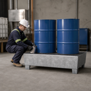 Galvanised Steel Spill Pallet for 2 x 205 Litre Drums