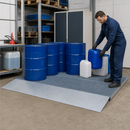 Galvanised Steel Spill Decking with Grid, 1862 x 1362 x 78 mm, 2000 kg Wheel Load, 181 L Containment Volume, for Safe Storage of Flammable Liquids
