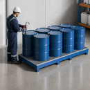 Steel Spill Pallet for 12 x 200 Litre Drums, 650 Litre Containment, with Galvanised Grid, for Safe Storage of Flammable Liquids