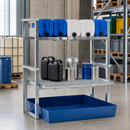 Steel Spill Pallet Rack for 5 x 20 Litre Canisters, 265 Litre Containment, 1400 kg Load Capacity, 1449 x 1210 x 1637 mm, for Hazardous Material Storage