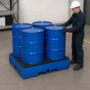 Polyethylene Spill Pallet for 4 x 200 Litre Drums, 405 Litre Containment, with Grid, for Safe Chemical Storage