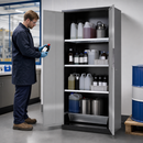 High Cabinet for Water-Polluting Liquids, Anthracite Sheet Steel, 3 Adjustable Shelves, 28L Spill Pallet, with Locking Doors, Ideal for Safe Storage of Hazardous Substances