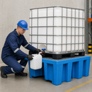 Polyethylene Spill Pallet for 1 x 600 L IBC, 660 L Containment, with Galvanised Grid, for Safe Chemical Storage
