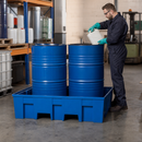 Polyethylene Spill Pallet for 2 x 200 Litre Drums, 240 Litre Containment, 865 x 1245 x 350 mm, for Safe Storage
