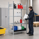 Polyethylene Galvanised Small Container Rack with PE Spill Tray, 1060 x 637 x 2000 mm, for Safe Chemical Storage (Basic Unit)