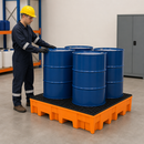 Polyethylene Spill Pallet for 4 x 205 Litre Drums, 295 Litre Containment, with Grid, for Safe Chemical Storage