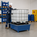 Steel Spill Pallet for 1 x 600 Litre IBC, 675 Litre Containment, with Grid, for Safe Storage of Flammable Substances