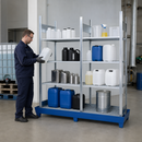 Steel Hazmat Small Container Rack with 4 Adjustable Grids, 280 Litre Capacity, 2470 x 816 x 2100 mm, for Safe Storage of Flammable Liquids