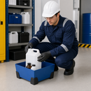 Powder Coated Steel Spill Tray for Small Containers, 20 Litre Capacity, 392 x 392 x 200 mm, for Safe Hazardous Material Storage