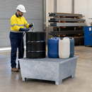 Galvanised Steel Spill Pallet for 1 x 1000 Litre IBC, 1100 Litre Containment, with Grid, for Safe Storage of Hazardous Materials