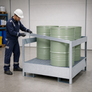Galvanised Steel Hazmat Station for 4 x 200 Litre Drums, 465 Litre Containment, with Removable Grid, for Safe Storage of Flammable Liquids