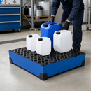 90 Litre Steel Spill Tray with PE Grid, 774 x 774 x 200mm, for Safe Hazardous Material Storage