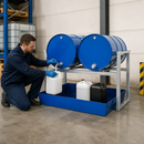 Steel Drum Rack and Dispensing Station for 2 x 200 Litre Drums, 265 Litre Containment, 1429 x 1210 x 837 mm, for Safe Storage and Dispensing