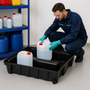 Polyethylene Spill Tray for Small Containers, 70 L Containment, with Drain, for Safe Storage