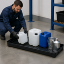 Dissipative Polyethylene Small Container Spill Pallet, 38 L Capacity, 200 kg Load, 995 x 495 x 90 mm, for Safe Liquid Storage