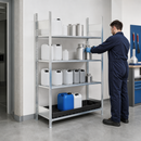 Polyethylene Galvanised Extension Rack with PE Spill Tray for Hazardous Chemicals, 1312 x 437 x 2000 mm, 1000 kg Bay Load (3 Grids)