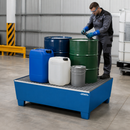 2mm Steel Spill Pallet for 4 x 200 Litre Drums, 400 Litre Containment, with Removable Galvanised Grid, for Safe Storage of Hazardous Substances