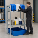 Steel Spill Pallet Rack for 3 x 20L, 3 x 30L, or 2 x 60L Containers, 235L Containment Volume, 870kg Load Capacity, for Hazardous Material Storage