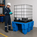 Polyethylene Spill Pallet for 1 x 600 Litre IBC, 660 Litre Containment, with Grid, for Safe Chemical Storage