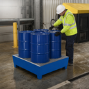 Steel Spill Pallet for 4 x 200L Drums with Removable Grid for Safe Storage