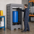 Polyethylene Hazardous Material Depot with Roller Shutter for 1 x 205 Litre Drum, 270 Litre Containment, Lockable, for Safe Storage