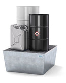 Gray Spill Pallet Classic-Line In Steel For 1 Drum, Galvanised, With Grid