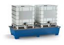 Gray Spill Pallet Classic-Line In Steel For 2 IBCs, Painted, 2 Grids