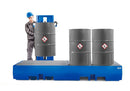 Dark Slate Blue Spill Pallet Classic-Line In Polyethylene (PE) For 4 Drums, With Galvanised Grid