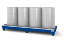 Gray Spill Pallet Classic-Line In Steel For 4 Drums Painted Accessible Underneath With Grid